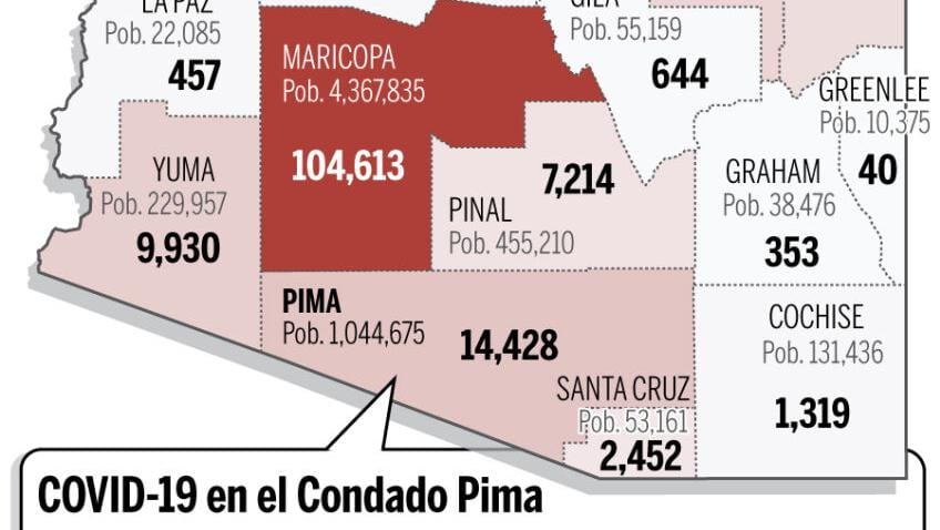 24 de julio: Mapa de casos de coronavirus por condados en Arizona